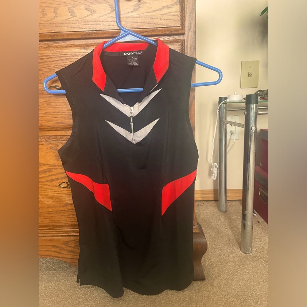 DKNY size small. Black with red and white. EUC